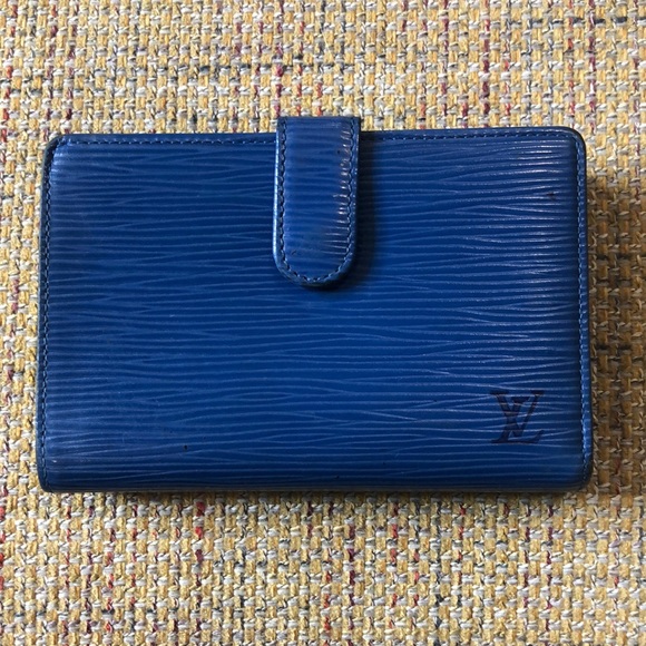 LOUIS VUITTON Toledo Blue Epi Leather Kisslock Porte Monnaie Viennois Wallet - Picture 1 of 15